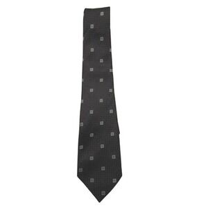 Donald J Trump Signature Collection Mens Black Silk Tie with Square Pattern